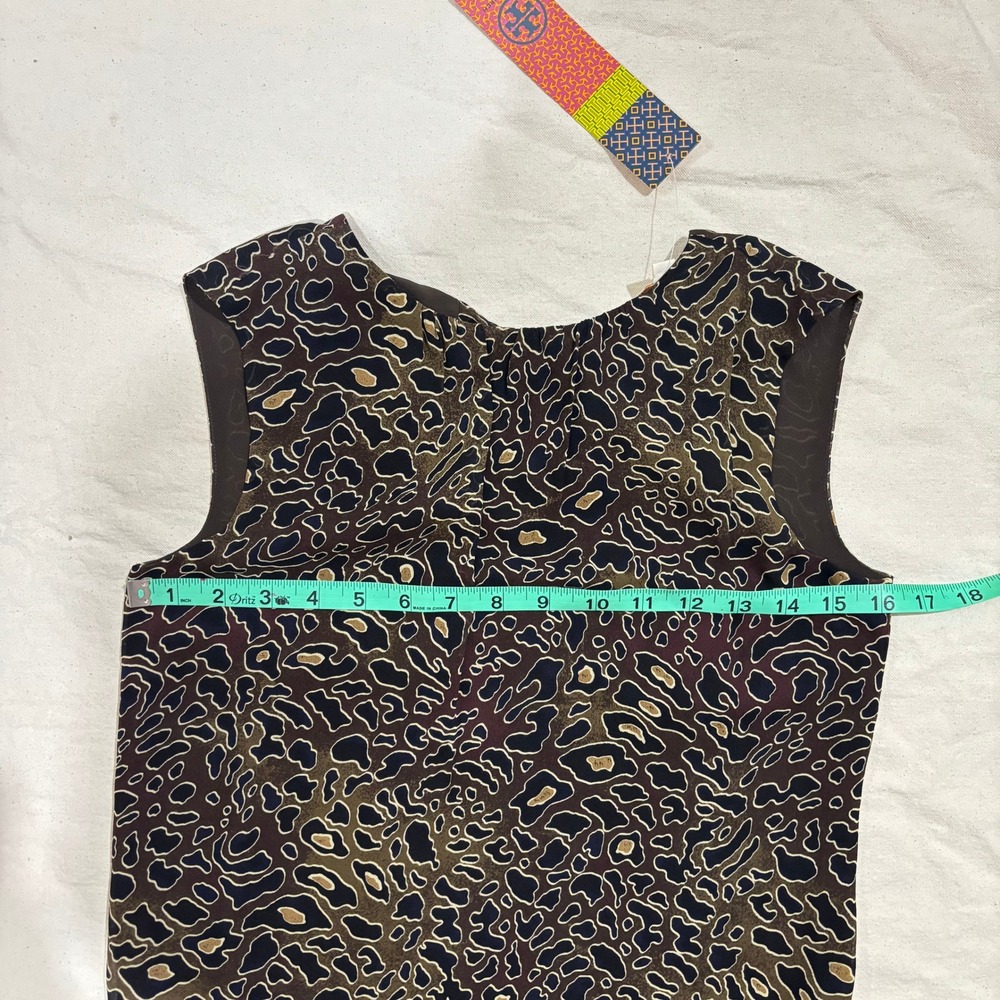 NWT Tory‎ Burch 100% Silk Tanya Top Abstract Leopard Tie Neck Blouse Size 0 - Picture 5 of 6